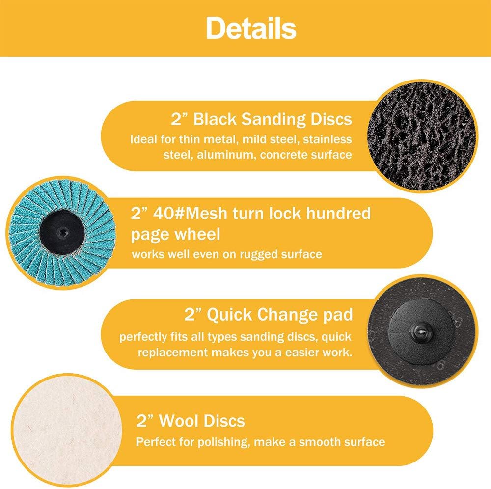 80pcs 2” Sanding Discs  1/4” Shank Holder Set - Quick Change Sanding Disc Kit, Surface Conditioning Discs for Die Grinder Surface Prep Strip Grind Polish Burr Finish Rust Paint Removal