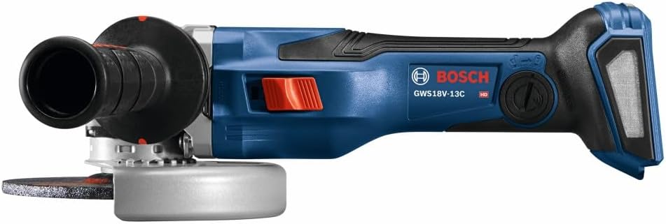 BOSCH GWS18V-13CN PROFACTOR™ 18V Connected-Ready 5 – 6 In. Angle Grinder with Slide Switch (Bare Tool), Grey,blue,black