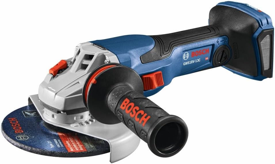 BOSCH GWS18V-13CN PROFACTOR™ 18V Connected-Ready 5 – 6 In. Angle Grinder with Slide Switch (Bare Tool), Grey,blue,black