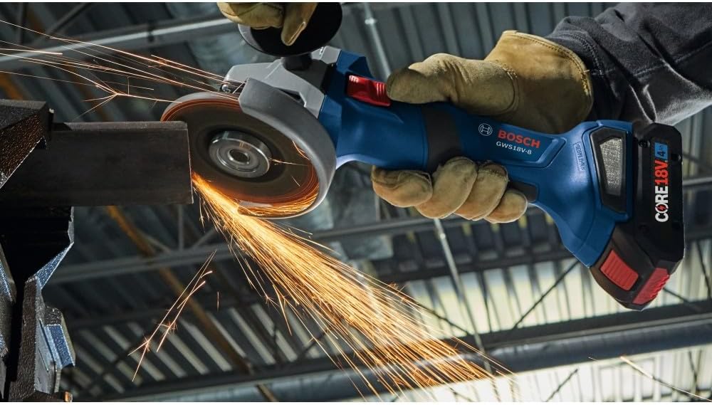 BOSCH GWS18V-8B15 18V Brushless 4-1/2 In. Angle Grinder Kit with (1) CORE18V® 4 Ah Advanced Power Battery, Black