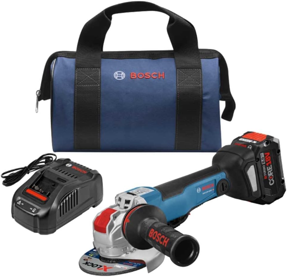 Bosch GWX18V-50PCB14-RT 18V X-LOCK Brushless Lithium-Ion 4-1/2 - 5 in. Cordless Angle Grinder Kit (8 Ah) (Renewed)