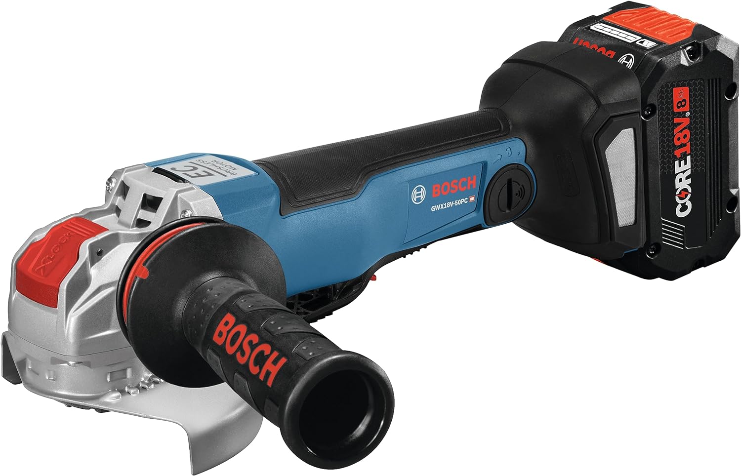 BOSCH GWX18V-50PCN 18V X-LOCK EC Brushless Connected-Ready 4-1/2 In. – 5 In. Angle Grinder with No Lock-On Paddle Switch (Bare Tool), Black,blue,grey