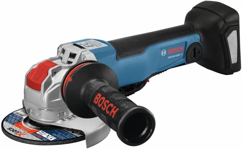 BOSCH GWX18V-50PCN 18V X-LOCK EC Brushless Connected-Ready 4-1/2 In. – 5 In. Angle Grinder with No Lock-On Paddle Switch (Bare Tool), Black,blue,grey