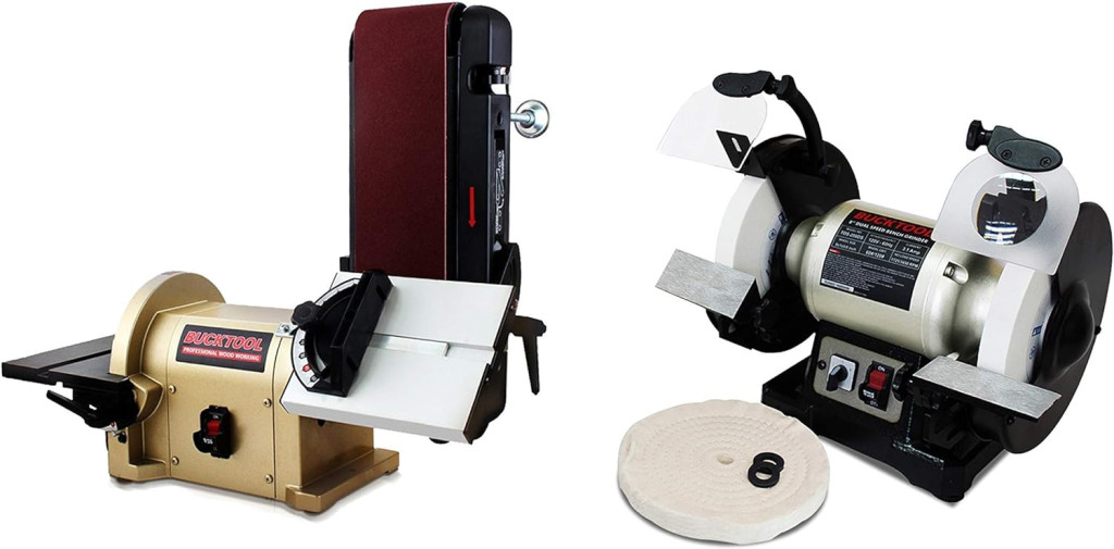 BUCKTOOL BD4801 Bench Belt Sander and Disc Sander  Dual Speed Bench Grinder TDS-200DS