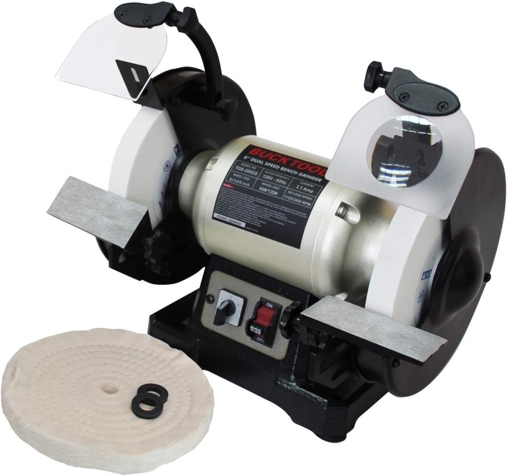 BUCKTOOL BD4801 Bench Belt Sander and Disc Sander  Dual Speed Bench Grinder TDS-200DS