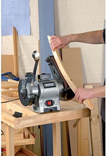 Draper 05096 150mm 370W 230V Bench Grinder with Sanding Belt and Worklight