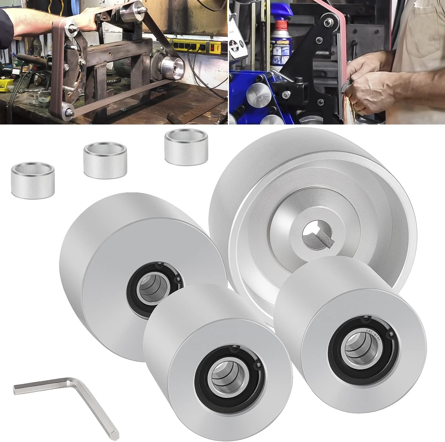 Belt Grinder 2x72 Wheel Set Fits For Knife Grinder 4 Drive 5/8 Bore 3 Track 2 Idler (4 5/8-3 - 2)