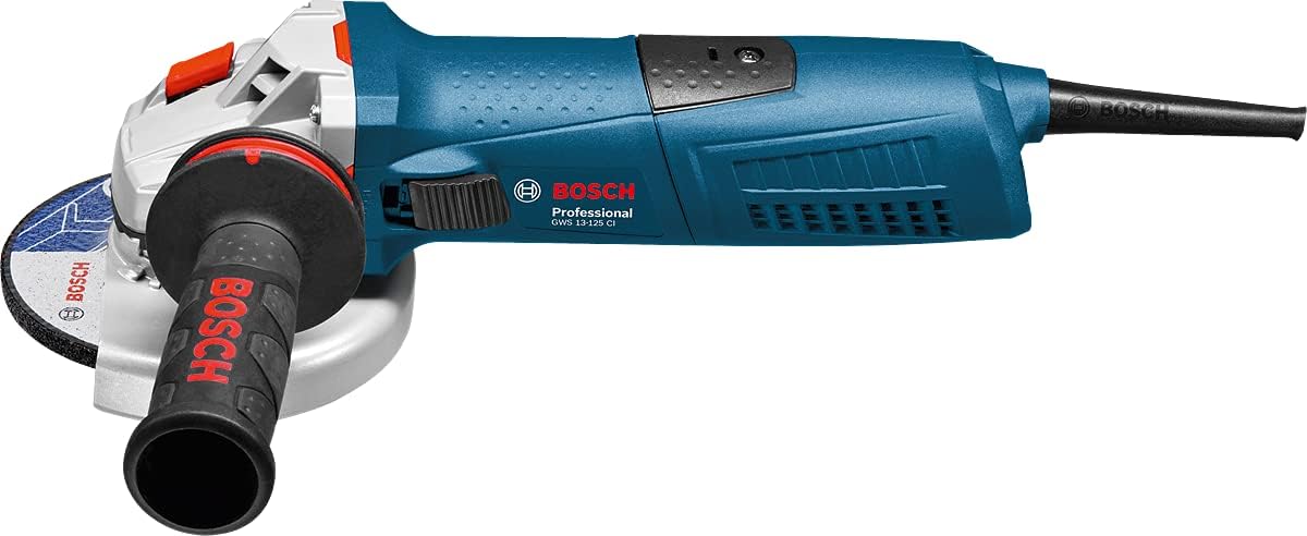 Bosch Professional Corded Angle Grinder GWS 13-125 CI (240V, 1.300W, incl. Backing Flange, Protective Guard, SDS Quick-Locking nut, Vibration Control Auxiliary Handle, in Carrying case)