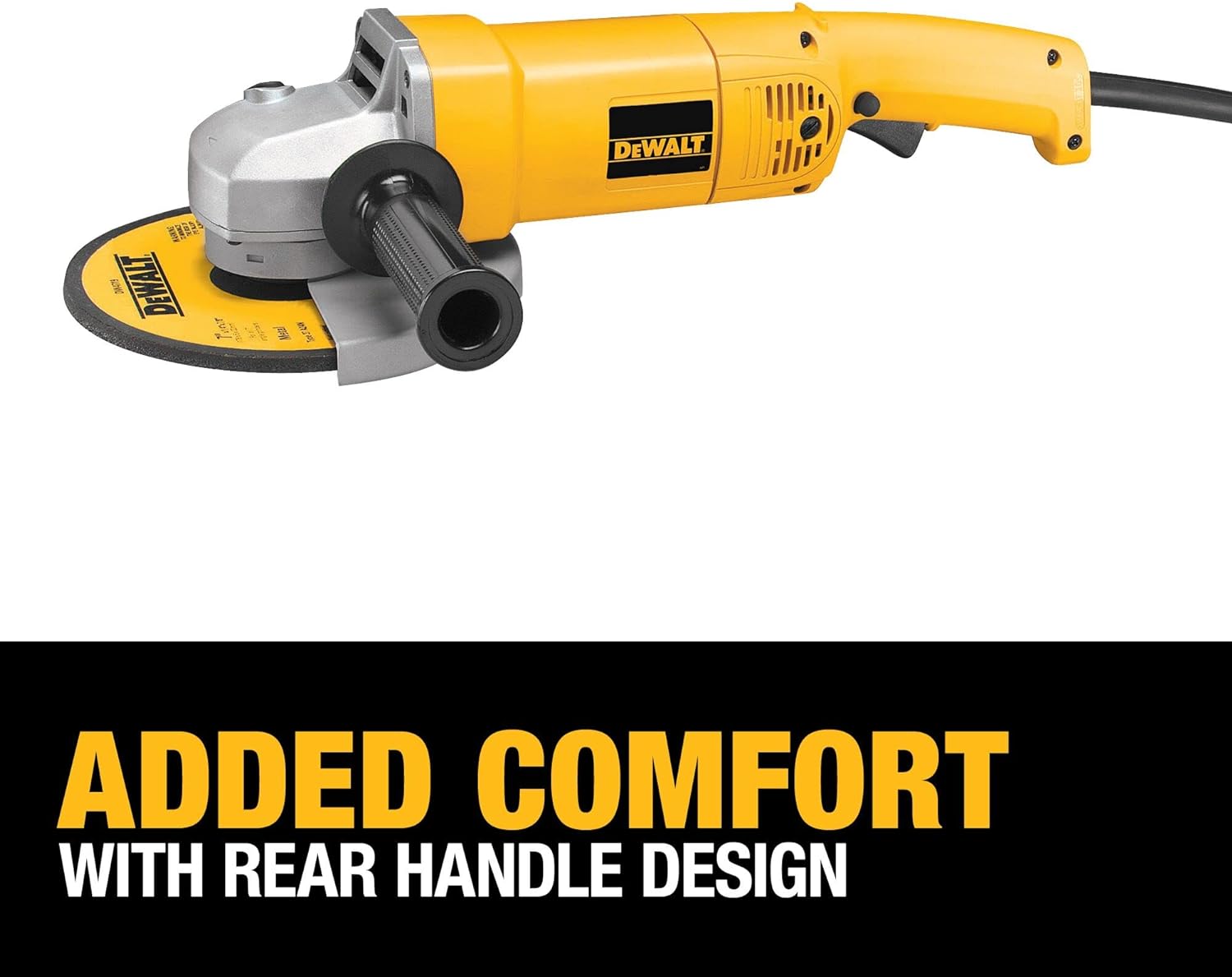 DEWALT Angle Grinder, 7-Inch, 13-Amp, 8,000 RPM, With Dust Ejection System, Corded (DW840), Yellow, Medium