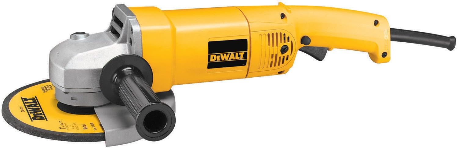 DEWALT Angle Grinder, 7-Inch, 13-Amp, 8,000 RPM, With Dust Ejection System, Corded (DW840), Yellow, Medium