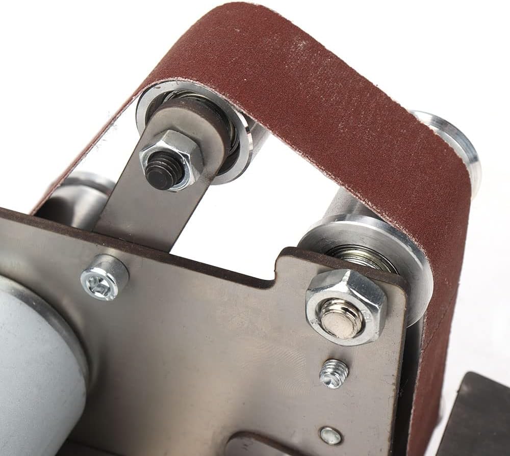 Electric Belt-Sander Polishing-Grinding Sharpener Adjustable - 13 x 1.2inch DIY Power Sanding Machine Cutter Edges Mini Bench Belt Grinder Kit, 7-Speed Multifunctional for Knife Making, Woodworking
