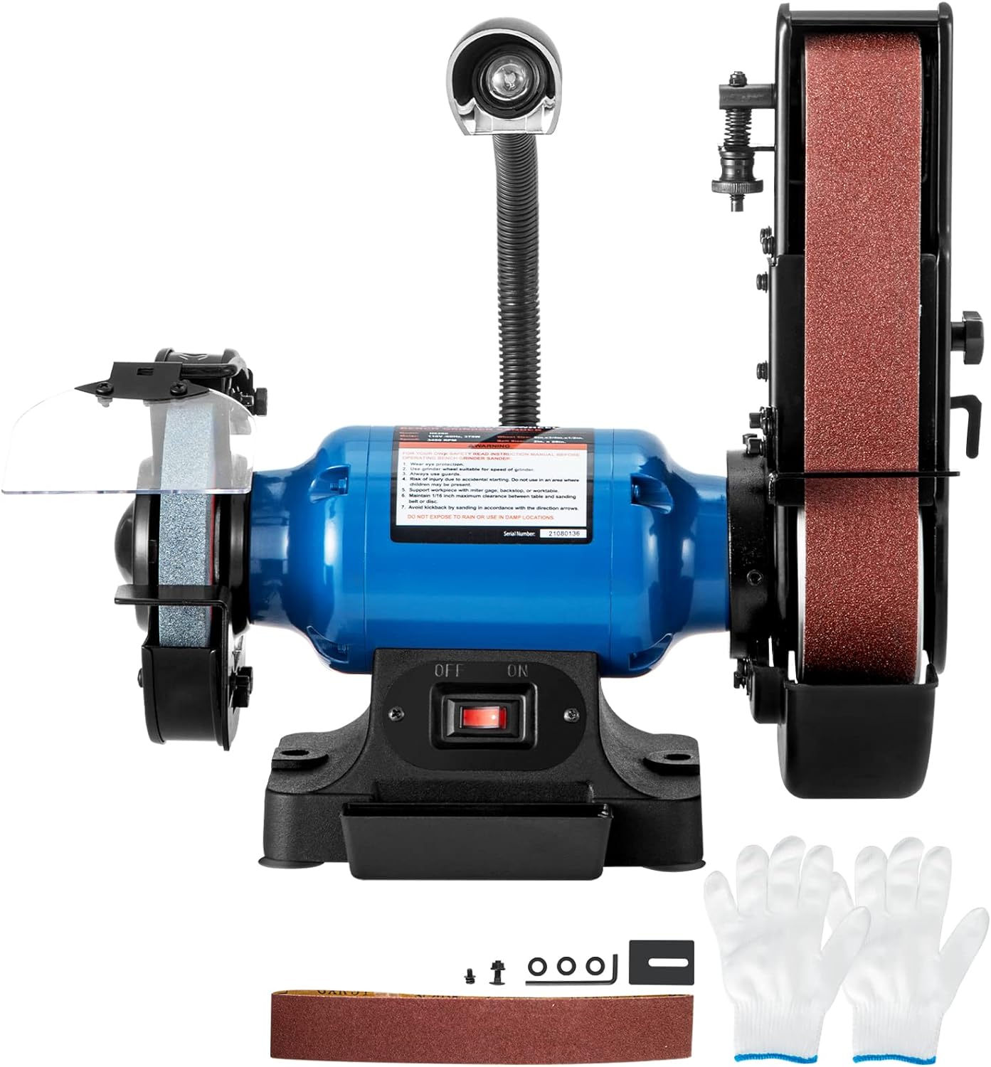 Happybuy 2 IN 1 2inch Belt Grinder for Knife Making 6inch 3450rpm per min Belt and Disc Bench Sander 90 Degree Belt Holder with Sturdy Base and LED Working Lamp