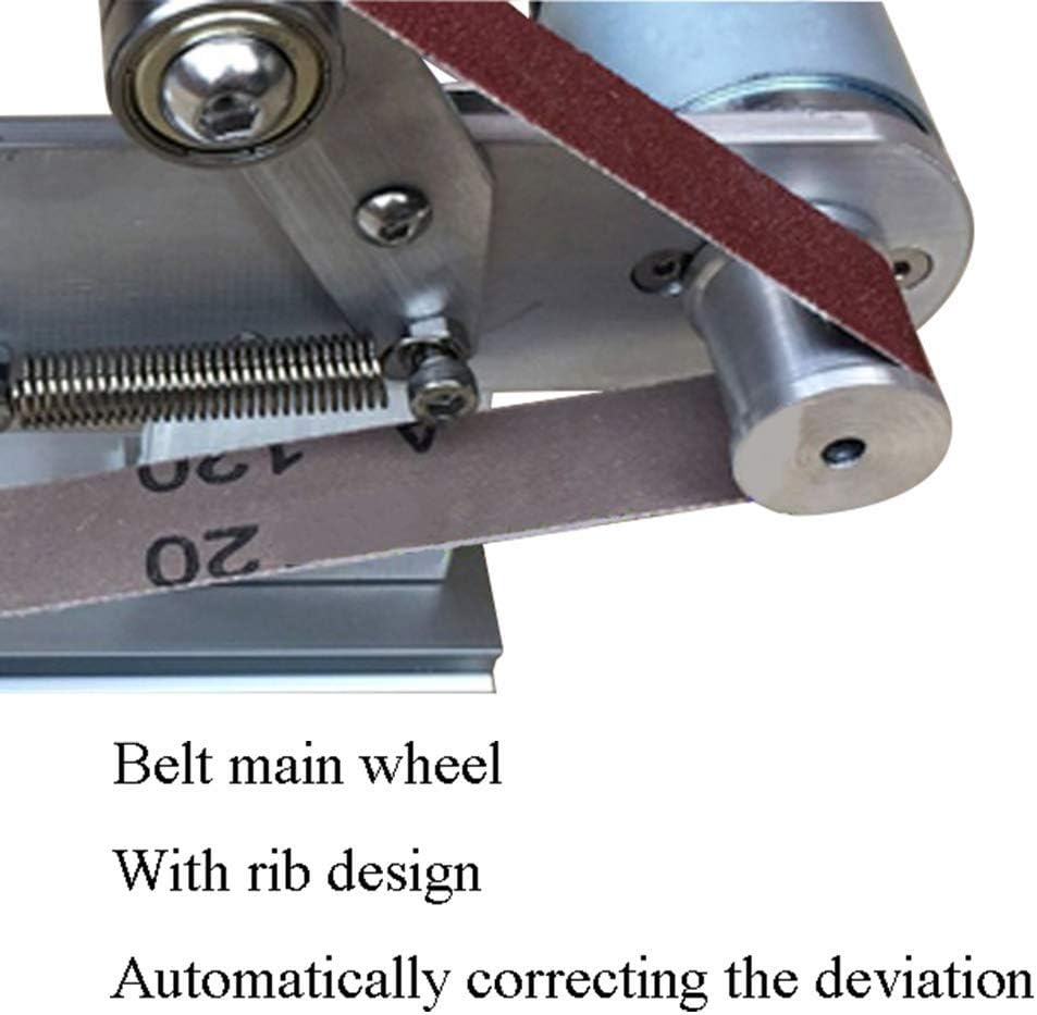 Huanyu Mini Belt Sander 360W Electric Polishing Grinding Belt Machine 1.2 x 21 Micro Knife Sharpener DIY Bench Sanding Machine with 9 Belts for Metal Wood Aluminum Adjustable Speed