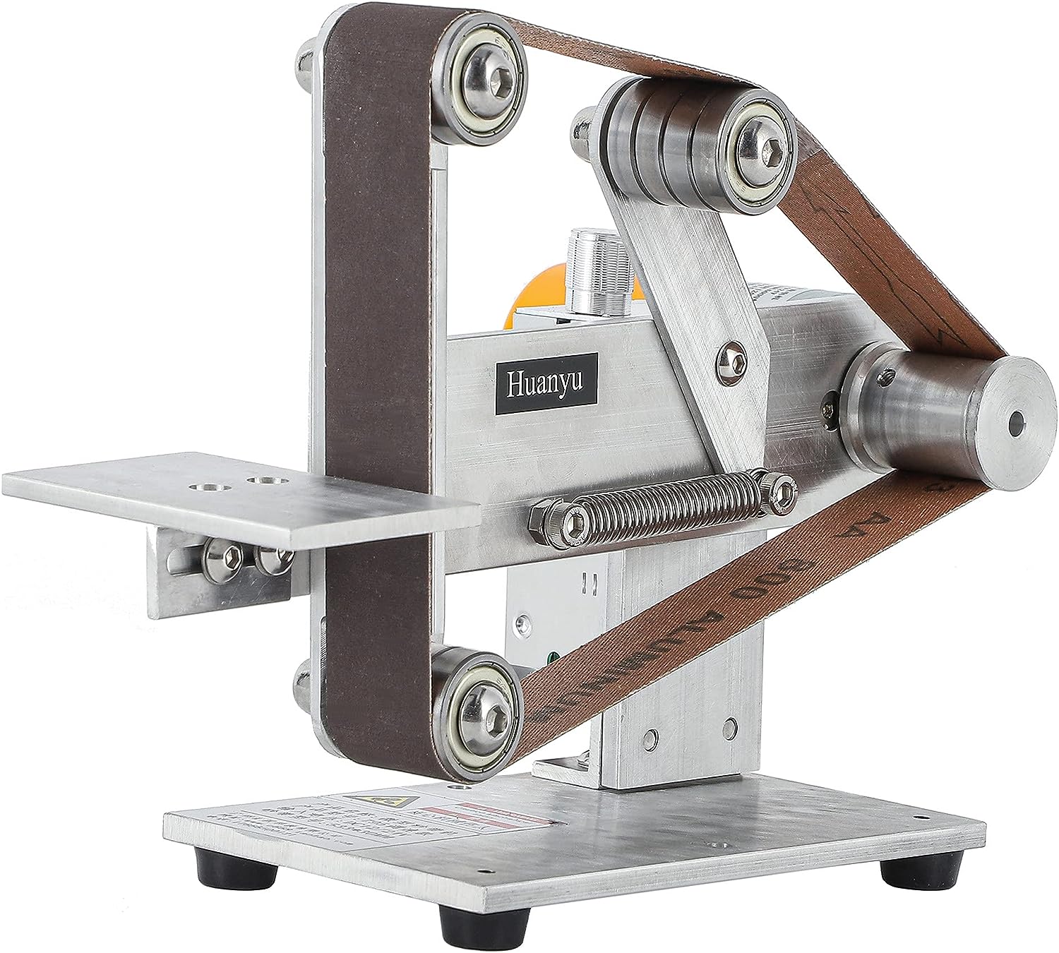 Huanyu Mini Belt Sander 360W Electric Polishing Grinding Belt Machine 1.2 x 21 Micro Knife Sharpener DIY Bench Sanding Machine with 9 Belts for Metal Wood Aluminum Adjustable Speed