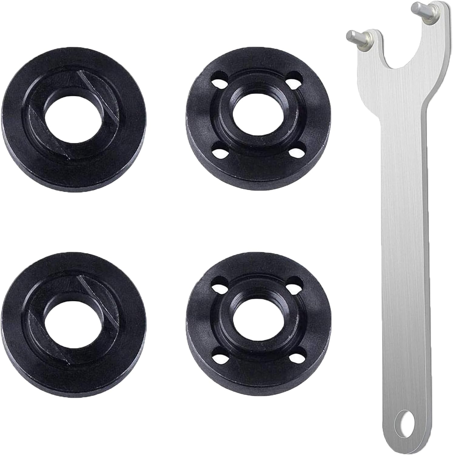 JonPhoe 5PCS Angle Grinder Flange Nut 5/8-11 with Spanner ​Wrench, Metal Lock Nuts for 4-1/2 and 5 Angle Grinder Compatible with Makita Dewalt Metabo Bosch Ryobi Black Decker (5)
