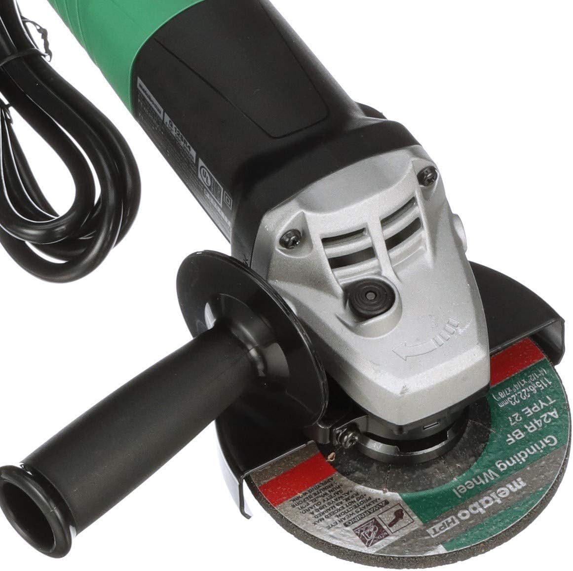 Metabo HPT Angle Grinder 4-1/2-Inch Includes 5 Grinding Wheels  Hard Case 6.2-Amp Motor Compact  Lightweight G12SR4