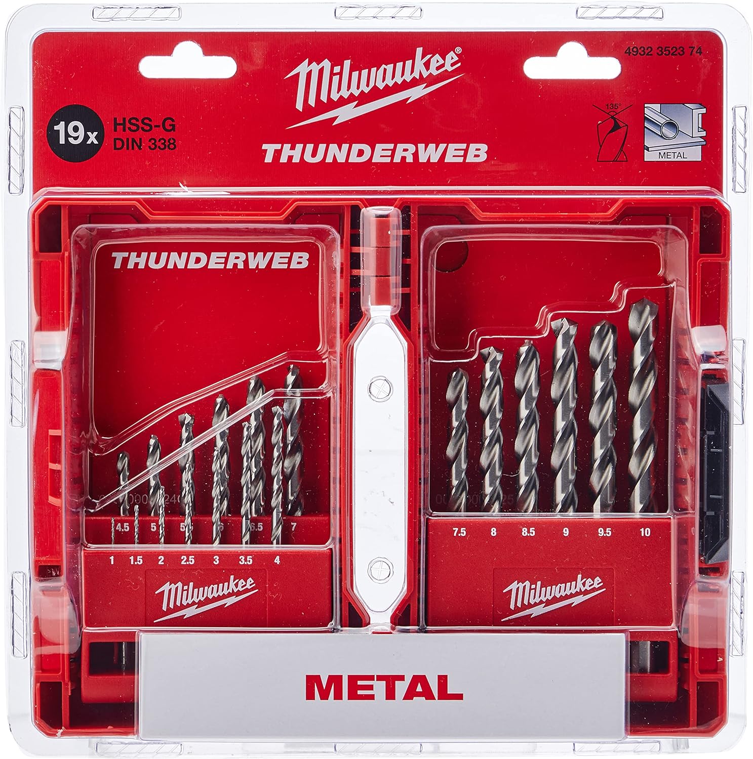 Milwaukee 4932352374 Drill, Set 19 Piece 1-10mm