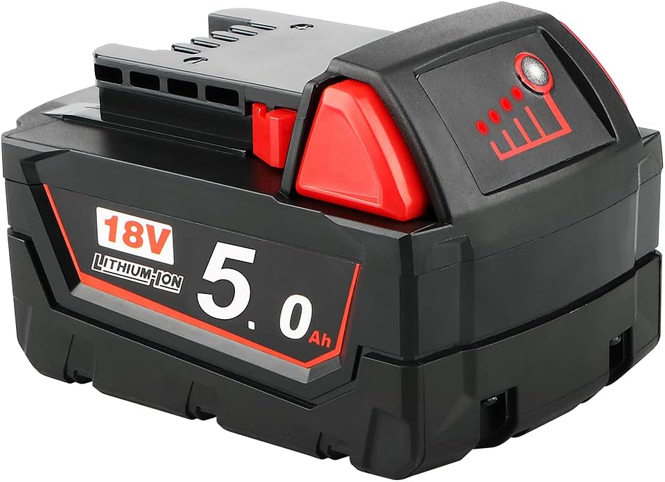 P0WER ELEKTR0 5.0Ah Lithium-Ion Battery Compatible with Milwaukee M18 18V tools 48-11-1820 48-11-185048-11-1828 48-11-10 Cordless Power Tools Batteries