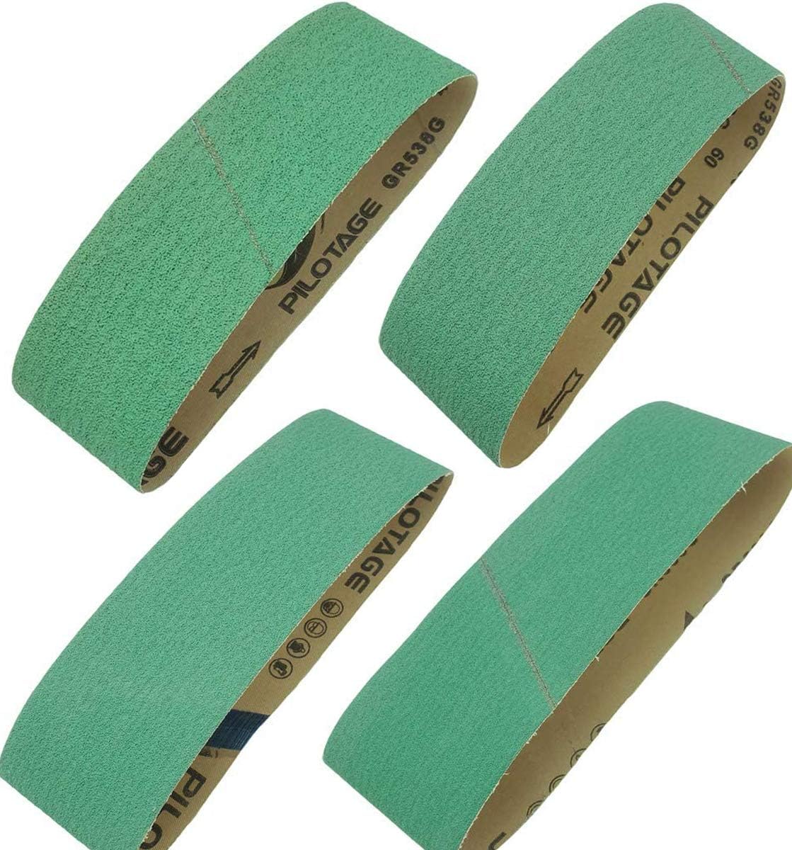 Sackorange 4 Pack 4 x 36 Higher Hardness Zirconia Sanding Belts - 40 60 80 and 120 Grits, Metal Grinding Sandpaper Belt for Metal, Wood, Cars, Furniture, Stainless Steel (4 X 36 Inch)