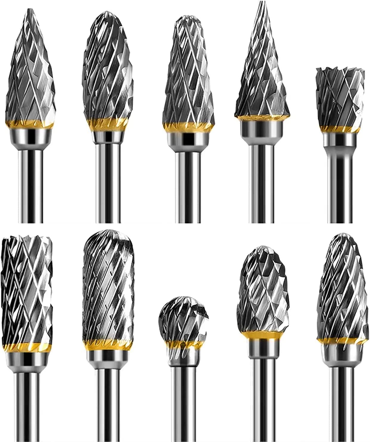UMUVKIU Carbide Burr Set Compatible with Dremel 1/8 Shank 10PC Die Grinder Rotary Tool Fits Dremel Rotary Tool for Grinder Drill, DIY Wood-Working Carving, Metal Polishing, Engraving, Drilling