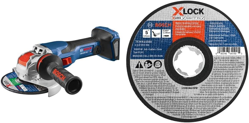 Bosch PROFACTOR 18V SPITFIRE GWX18V-13CN Cordless X-LOCK 5-6 In. Angle Grinder, Battery Not IncludedBOSCH TCWX1S500 5 In. x .045 In. X-LOCK Arbor Type 1A (ISO 41) 60 Grit Abrasive Wheel