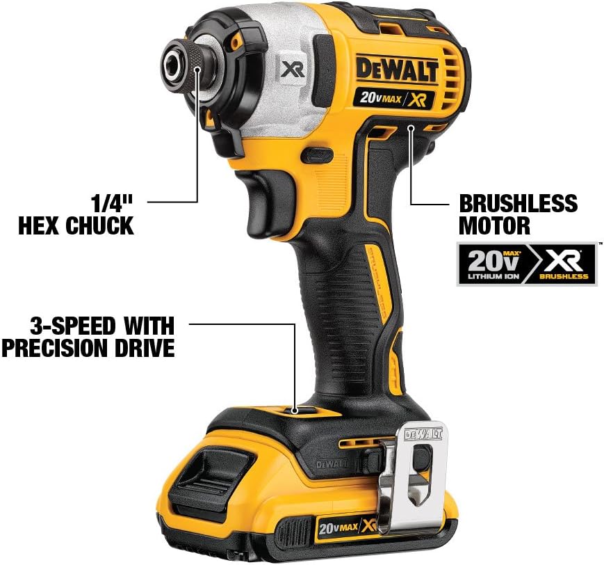 DEWALT 20V MAX Hammer Drill and Impact Driver, Cordless Power Tool Combo Kit with 2 Batteries and Charger (DCK299M2)  20V MAX* Angle Grinder Tool, Tool Only (DCG413B)