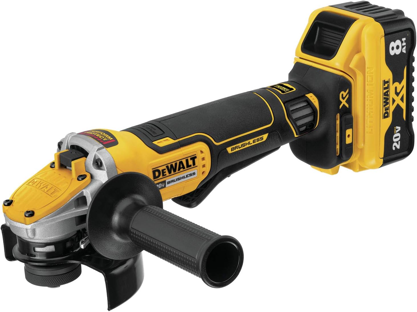 DEWALT 20V MAX* XR Angle Grinder, Trigger Switch, Power Detect Tool Technology Kit, 4-1/2-Inch to 5-Inch (DCG415W1), Grey,yellow,black