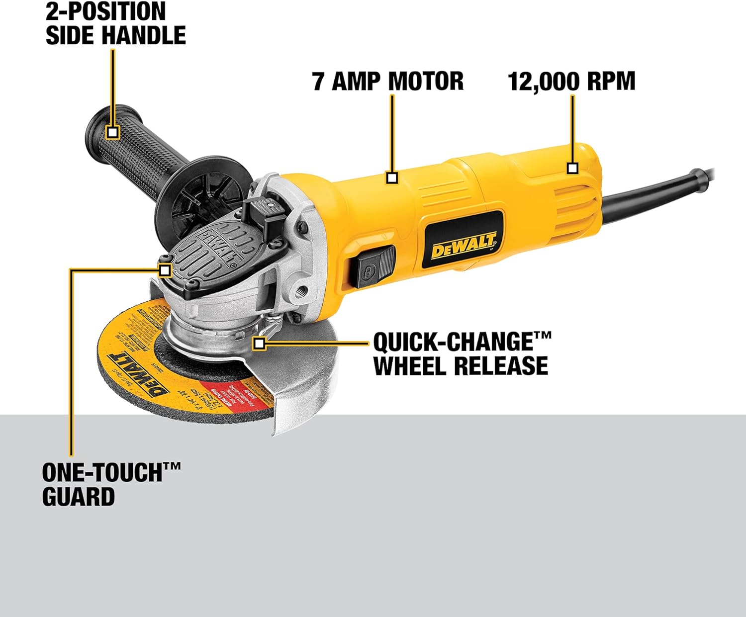 DEWALT Angle Grinder, One-Touch Guard, 4-1/2 -Inch (DWE4011),Yellow
