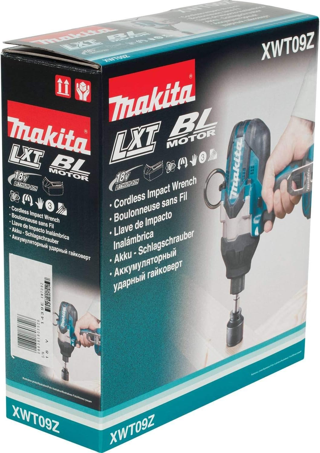 Makita XWT09Z LXT Lithium-Ion Brushless Cordless High Torque Hex Impact Wrench, 18V/7/16