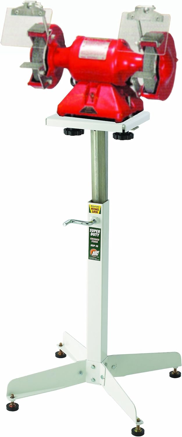 HTC Adjustable Bench Top Grinder Stand, 500-pound Weight Capacity, HGP-10 , White