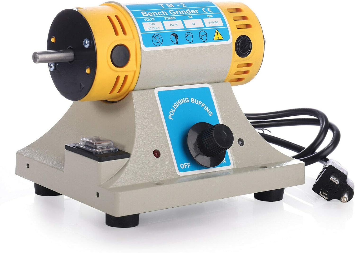 Jewelry Gem Polishing Grinding Machine Bench Lathe Rock Saw Lapidary Polisher Buffer 110V Mini Table Saw DIY Jewelry Grinder Equipment Tool 0-10000r/min with Flexible Shaft