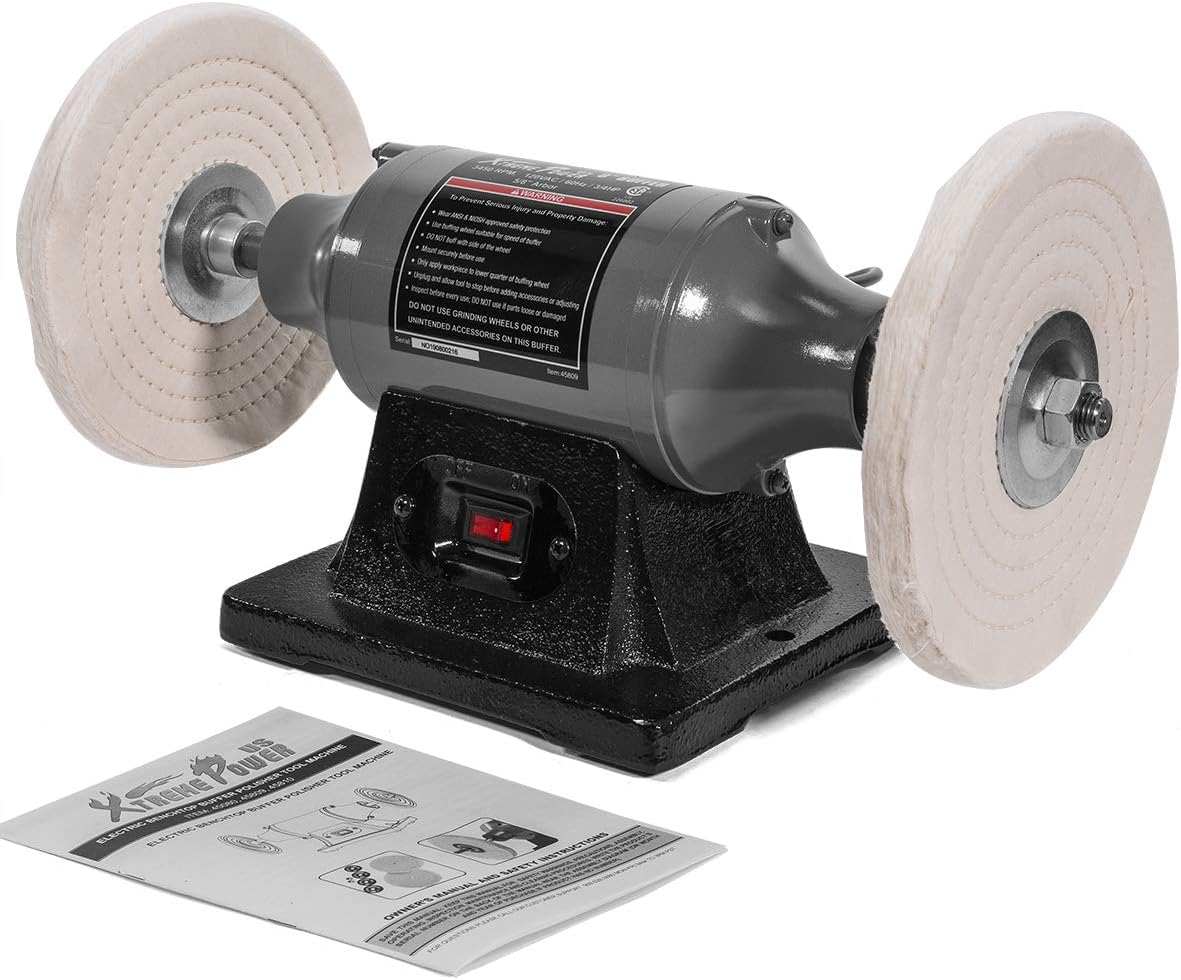XtremepowerUS 8 Dual Buffer Benchtop Buffer Grinder 3/4HP Polisher Buff Grinder Polishing Grinder Machine