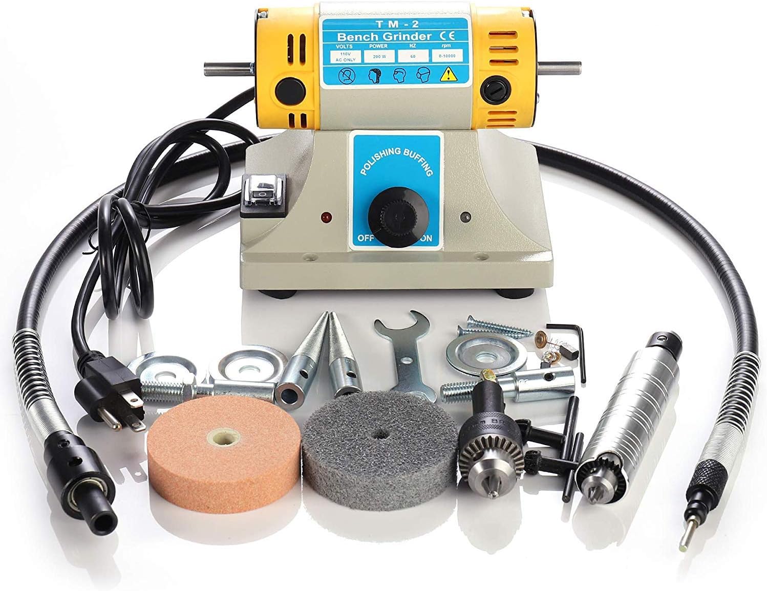 350W TM-2 Mini Multi Purpose Jewelry Rock Polishing Buffer Machine Bench Lathe  Polisher Tool Kits  Jade Cutter Cutting Machine - 110Volt