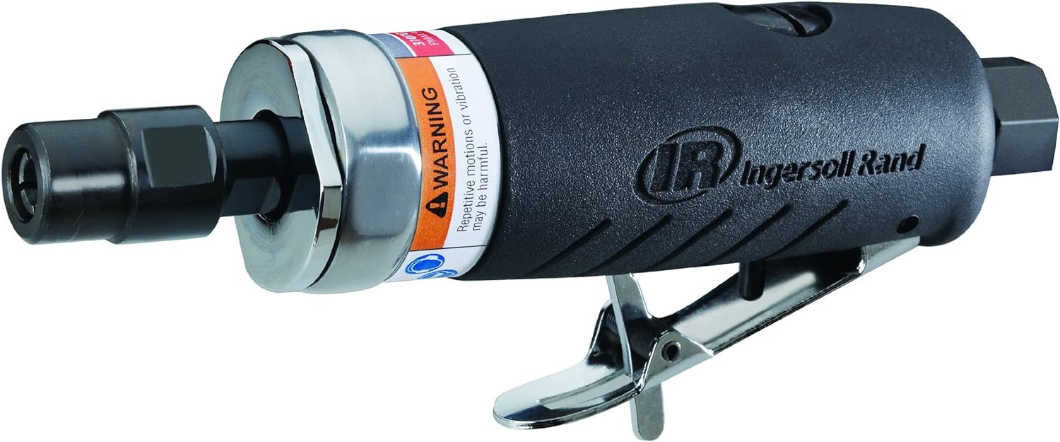 Ingersoll Rand 308B Air Straight Die Grinder, 1/4, 25,000 RPM, 0.33 HP, Ball Bearing Construction, Safety Lock, Composite Housing, Lightweight Power Tool, Gray