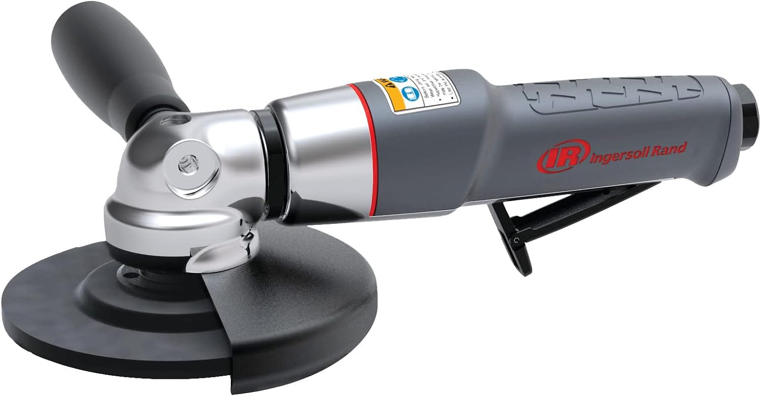 Ingersoll Rand 3445MAX Air Angle Grinder, 4.5 Wheel, 5/8 in.- 11 Thread, 12000 RPM, Rear Exhaust, 0.88 HP, Gray