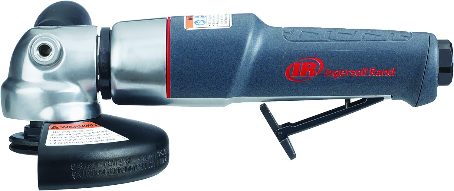 Ingersoll Rand 3445MAX Air Angle Grinder, 4.5 Wheel, 5/8 in.- 11 Thread, 12000 RPM, Rear Exhaust, 0.88 HP, Gray