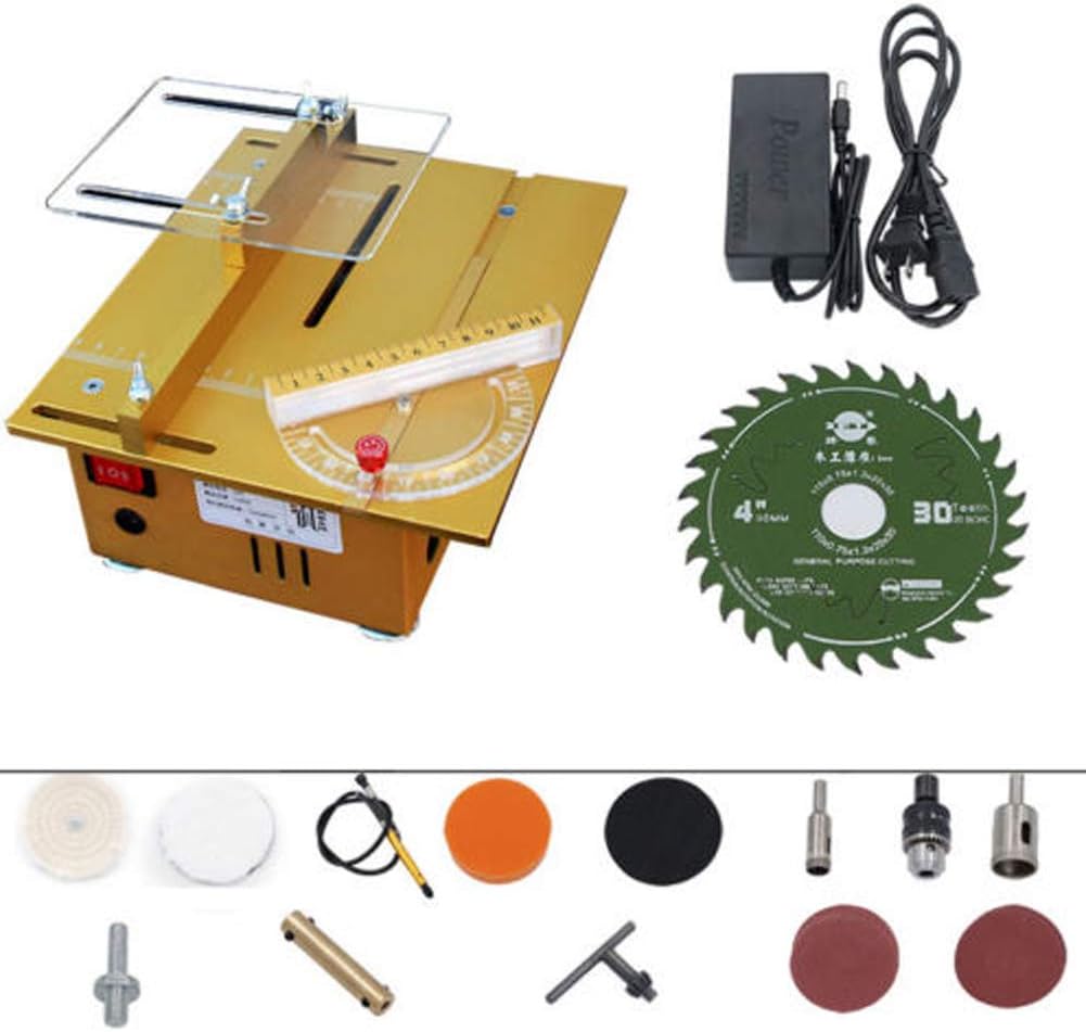 Mini Table Saw 7200RPM High Precision Model Saw DIY Woodworking Lathe Bench Saw Multifunction Electric Polisher Grinder Cutting Machine Set Craft Power Tools