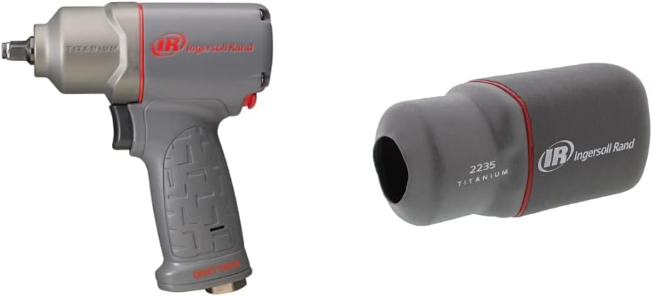 Ingersoll Rand 2115TiMAX 3/8” Drive Air Impact Wrench, Gray  3101G Air Die Grinder Edge Series – 1/4, Heavy Duty, Right Angle, Ergonomic Grip, Ball Bearing Construction, Lightweight Tool, Black