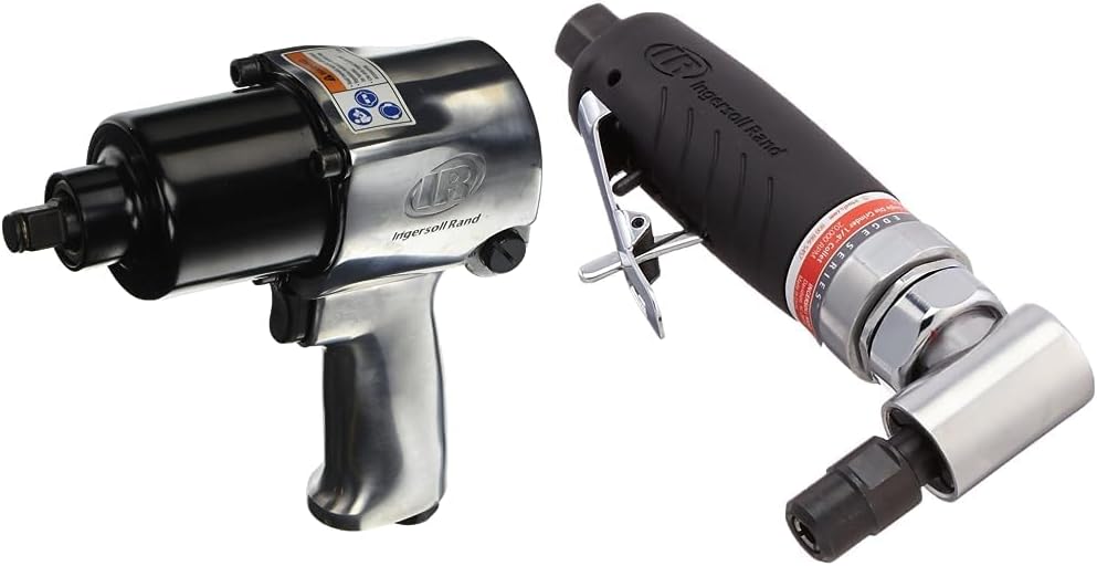 Ingersoll Rand 231HA 1/2 Drive Air Impact Wrench, Super Duty, 590 ft-lbs Max Torque Output  3101G Air Die Grinder Edge Series – 1/4, Heavy Duty, Right Angle, Ergonomic Grip