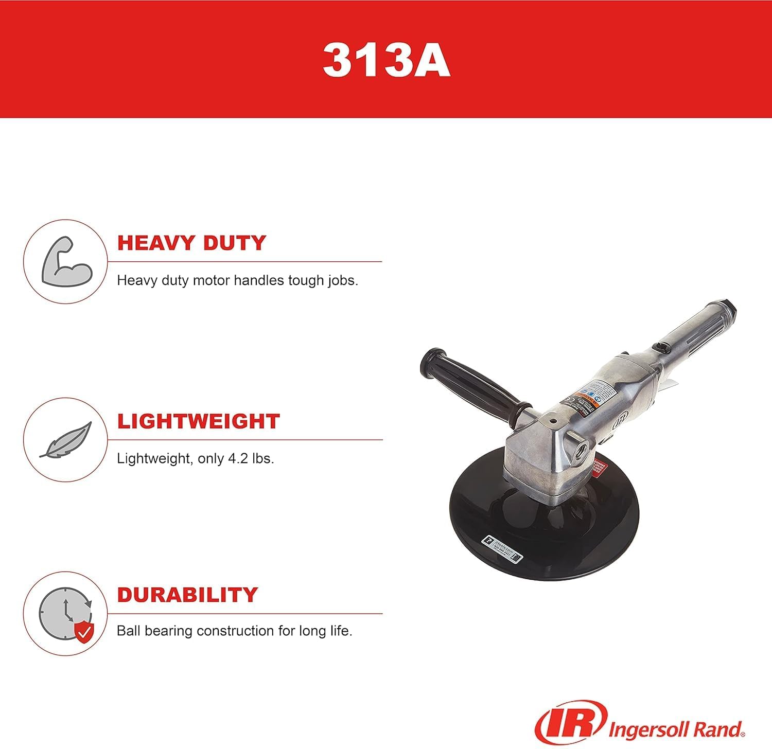 Ingersoll Rand 314A 7-inch Polisher  Buffer, Composite Pad, 2500 RPM, 0.4 HP