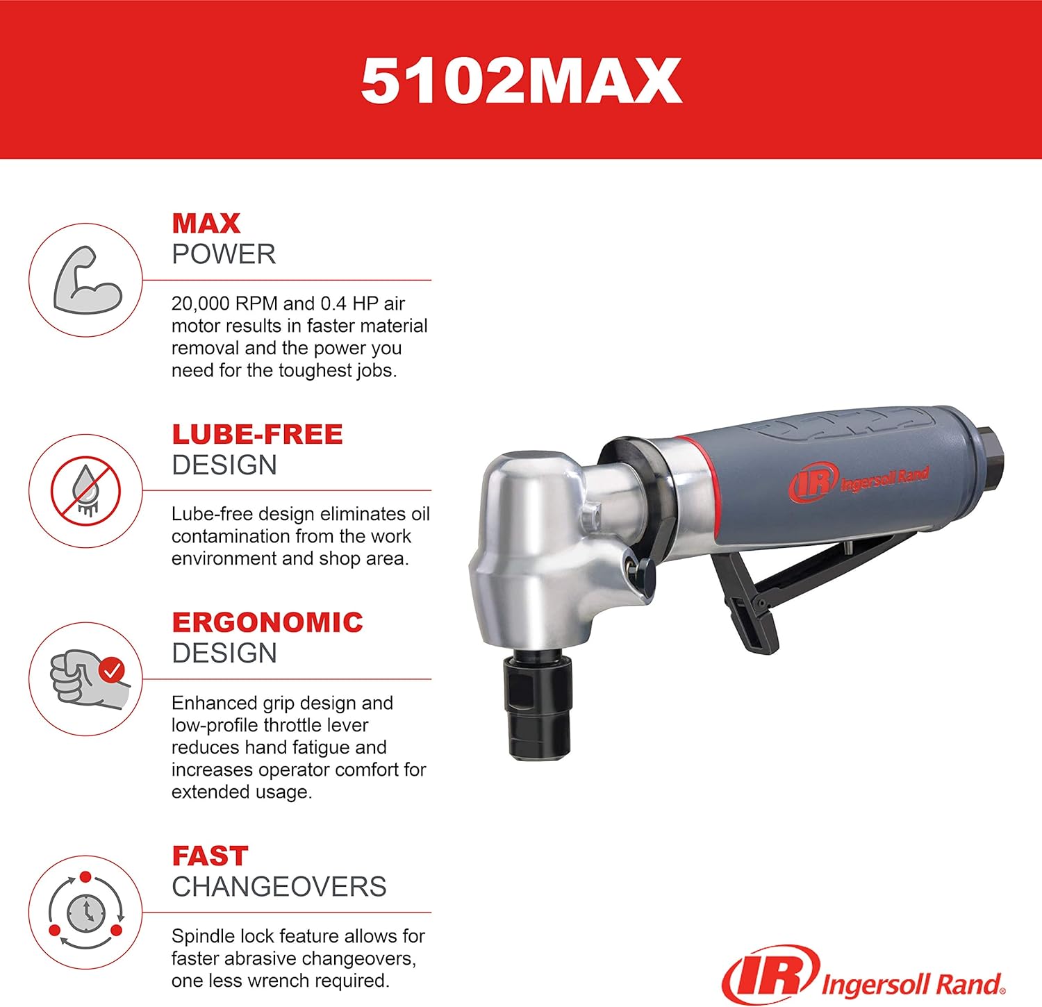 Ingersoll Rand 5102MAX Air Die Grinder  Weiler 56490 Mounting Mandrel for Cut-Off Wheels W/3/8 Arbor Hole, 1/4 Stem
