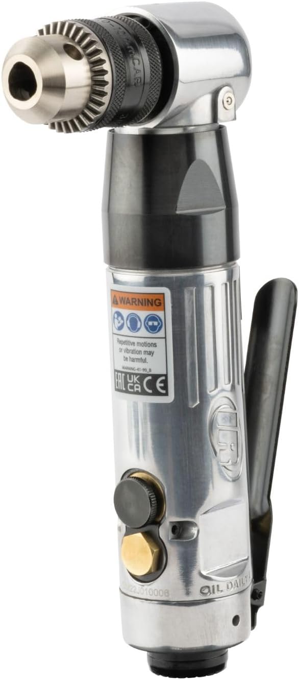 Ingersoll Rand 7807R-A - 3/8 Keyed Chuck, Right Angle Reversible Air Drill, 1800 RPM, 0.33 HP