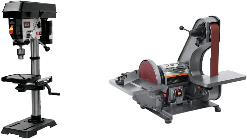 JET JWDP-12, 12-Inch Benchtop Drill Press, 1/2HP, 1Ph 115V (716000)  J-41002, 2 x 42 Belt and 8 Disc Sander, 1Ph 115V (577004)