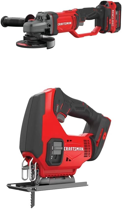 CRAFTSMAN V20 Cordless Angle Grinder Tool Kit, 4-1/2-Inch with Impact Wrench (CMCG400M1  CMCF900B)