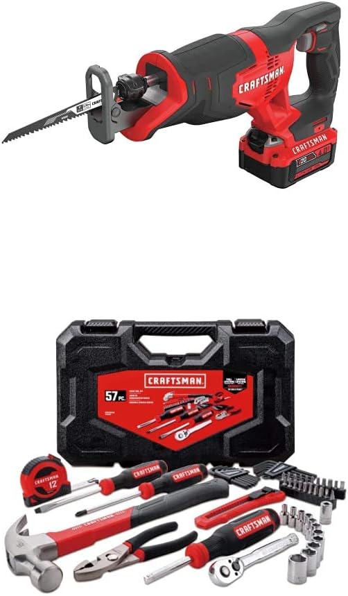 CRAFTSMAN V20 Reciprocating Saw Cordless Kit with Angle Grinder, Small, 4-1/2-Inch (CMCS300M1  CMCG400B)