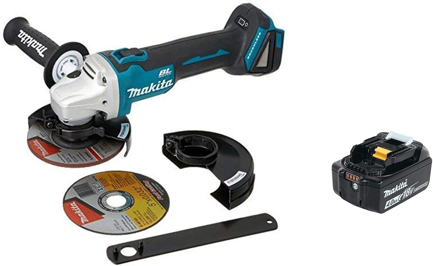 Makita XAG09Z 18V LXT Lithium-Ion Brushless Cordless 4-1/2-Inch / 5-Inch Cut-Off/Angle Grinder, with Electric Brake  BL1840B 18V LXT Lithium-Ion 4.0Ah Battery