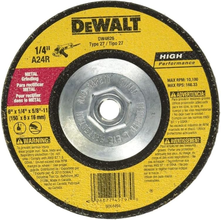 Dewalt 6 in. X 1/4 in. X 5/8 in. to 11 High Performance Metal Grinding Wheel