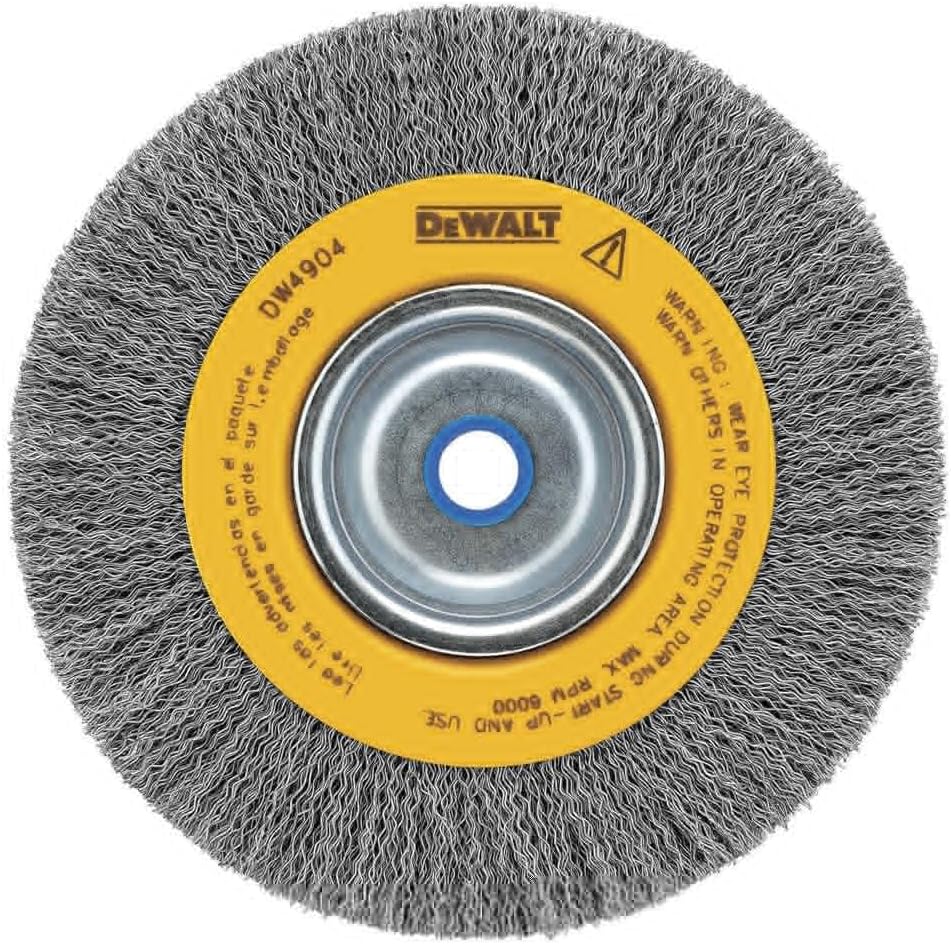 DEWALT Wire Wheel, 8-Inch, Crimped, 5/8-Inch Arbor, Wide Face, .014-Inch (DW4907)