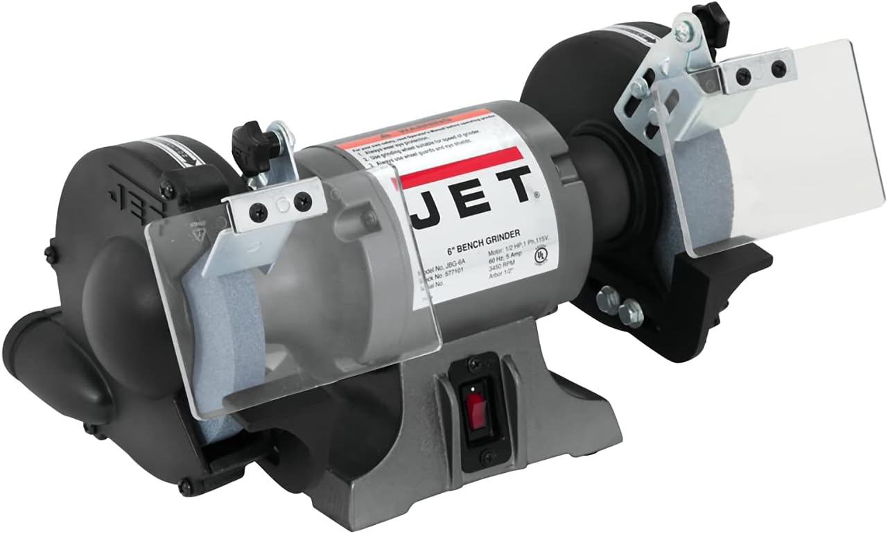 JET 6-Inch Bench Grinder, 3450 RPM, 1/4 HP, 1Ph 115V (Model JBG-6A)