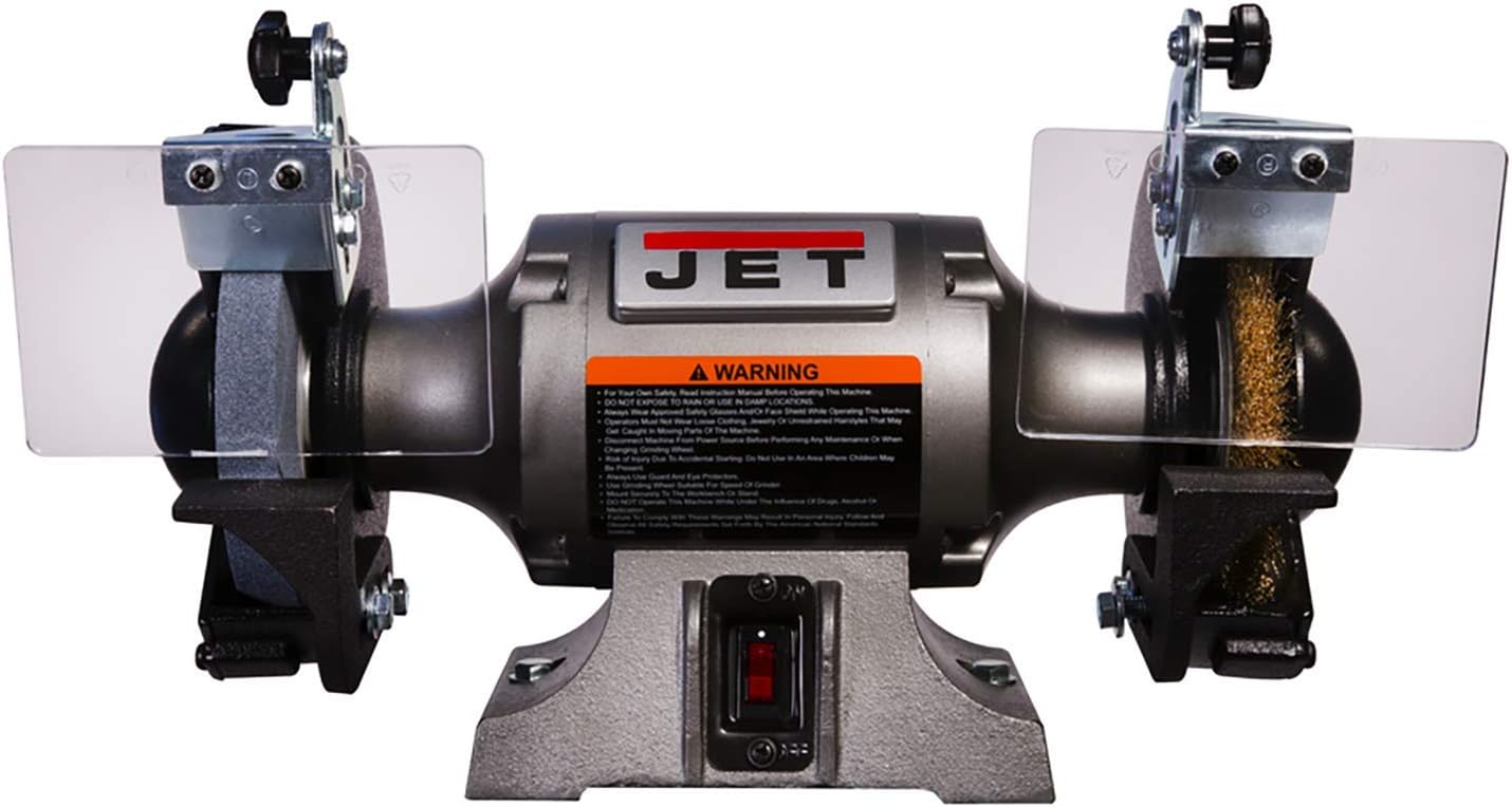JET 6-Inch Bench Grinder with Wire Wheel (JBG-6W) and Bench Grinder Stand (JPS-2A)